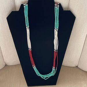 Turquoise, Coral & Shell Heishi Bead Necklace